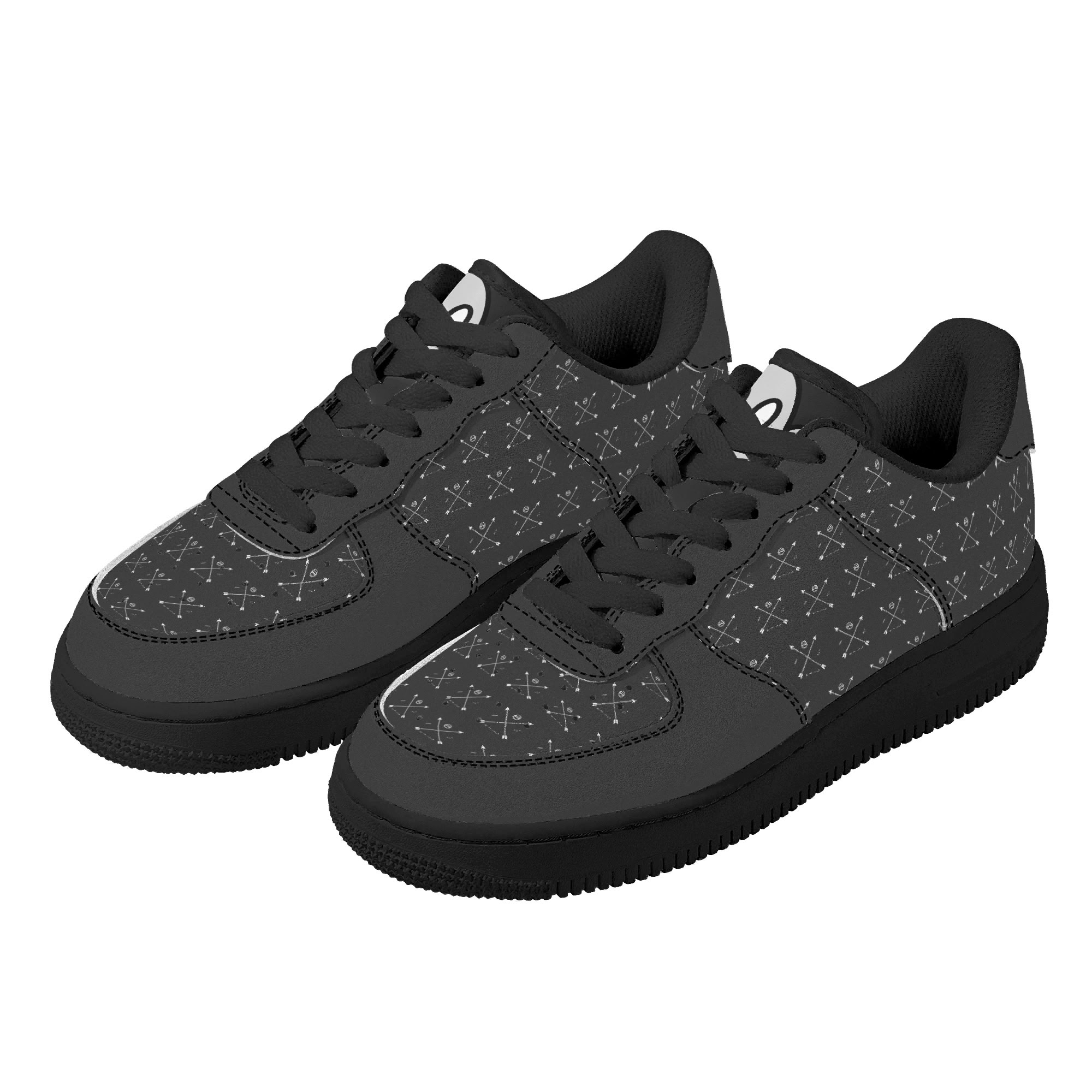 ZONE6IX GHOST ARROWHEAD TIGER BLACK Low Top Leather Sneakers